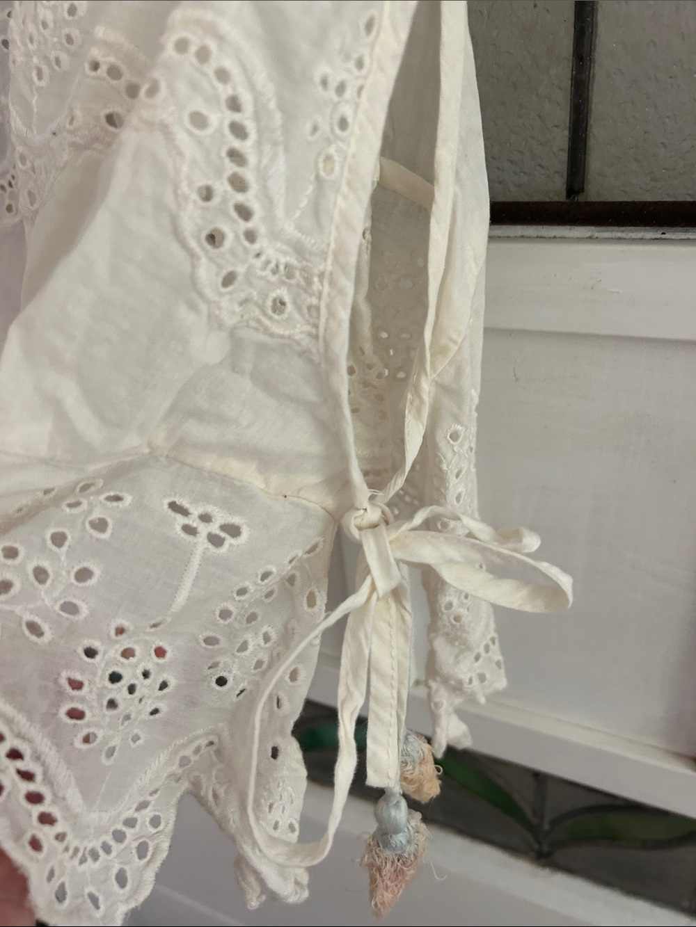 Women’s Cream Eyelet Tie-Shoulder Tank Top - Picture 2 of 4